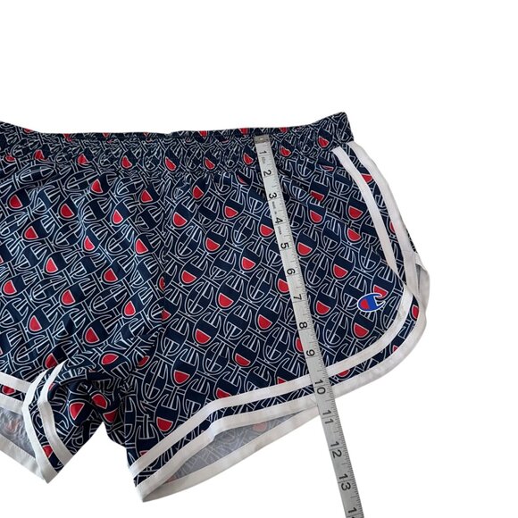 Champion Women Navy/Red Athletic Running Shorts SZ S Build-Brief  Logo Pattern - Picture 7 of 11